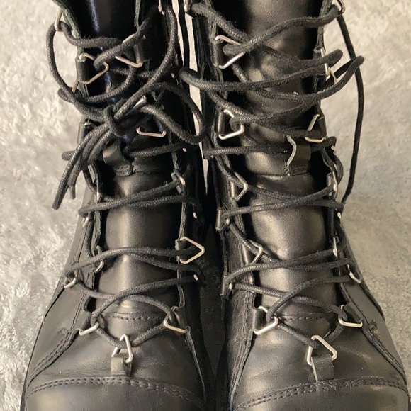 ZARA Trafaluc leather combat lace up boots - Picture 6 of 10
